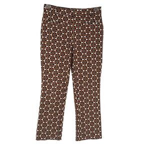Anthropologie Essential Collection Pants Slim Straight Size 6 Brown Geometric
